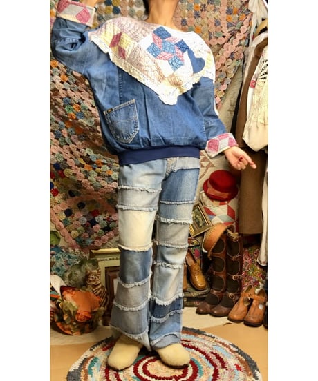 denim patchwork quilt remake tops