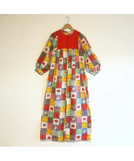 70s patchwork print dress