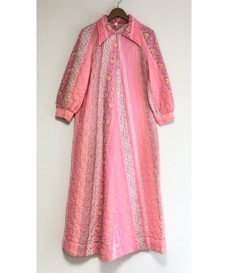 70s quilted flower dress