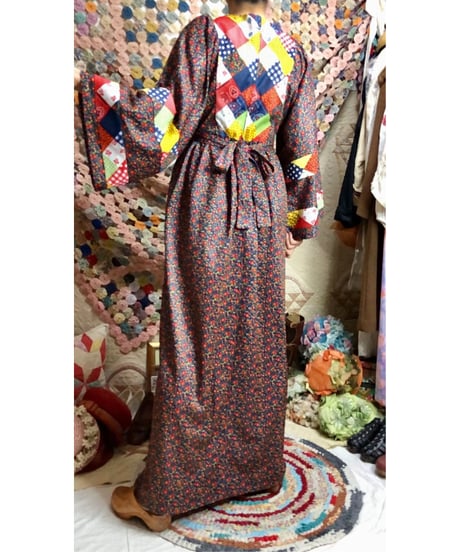 70's patchwork print dress