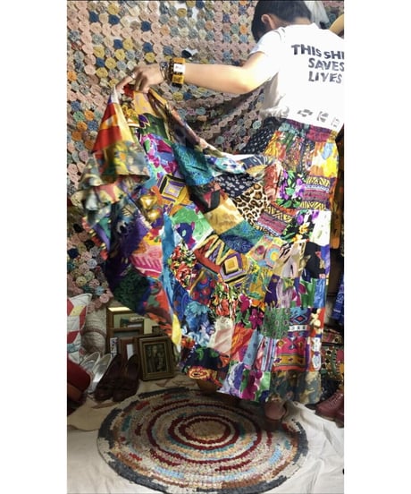 indian  rayon patchwork skirt