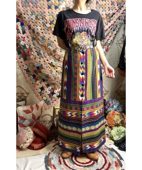 native pattern print maxi skirt