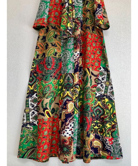 patchwork print paisley dress