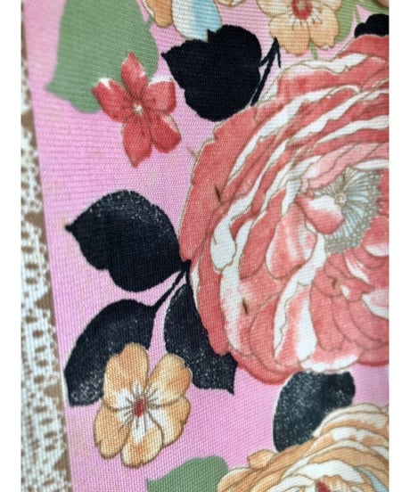 70's flower lace print dress