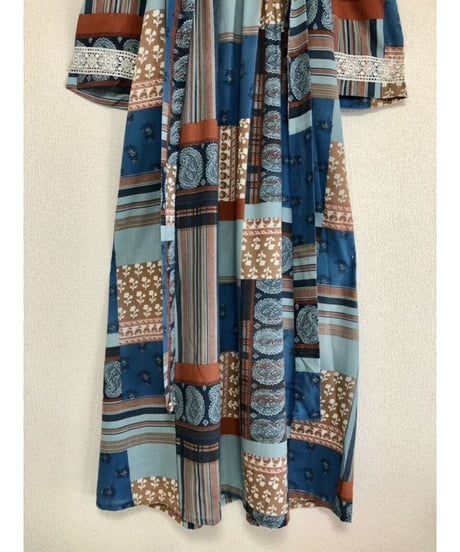 70's patchwork print dress