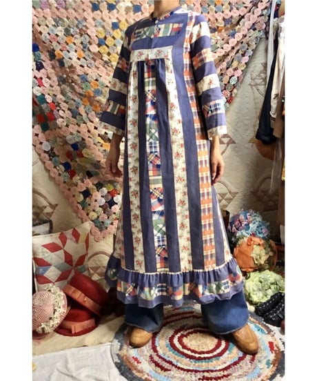 patchwork print dress