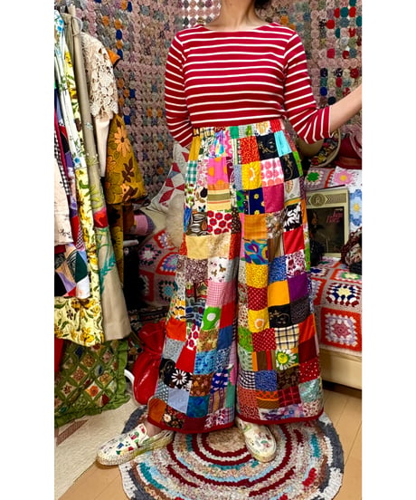 patchwork super wide leg pants