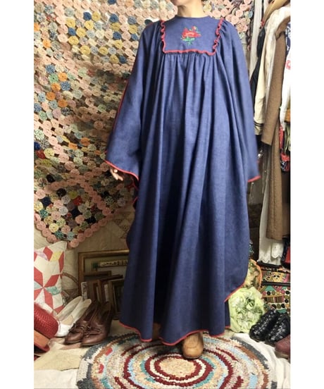 1960-70's hand embroidered kaftan one-piece