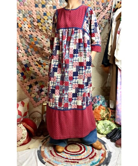 patchwork print dress