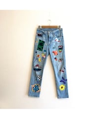 hand painted denim pants