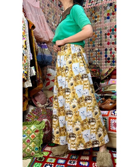 cats print super wide leg pants