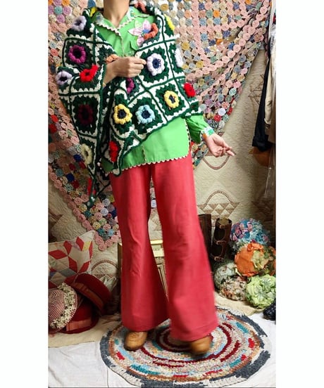 3D granny square flower blanket