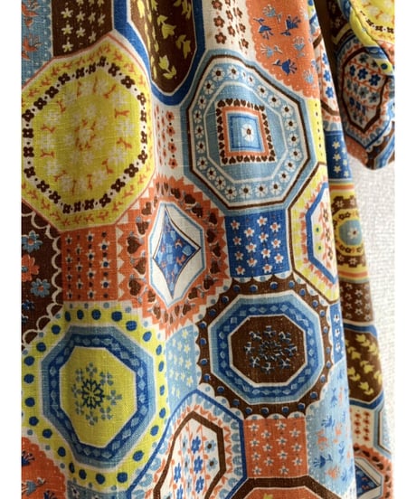 70's patchwork print one-piece ②
