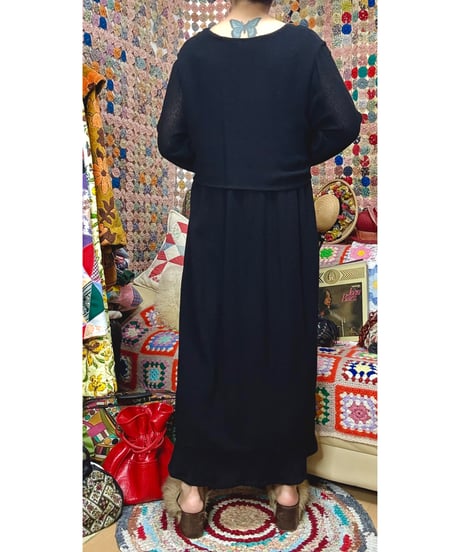 80s black layer dress