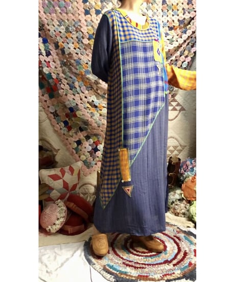 plaid beads rayon dress