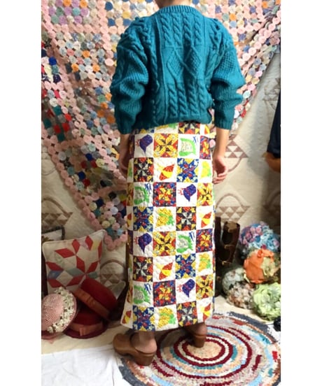 patchwork print quilting skirt