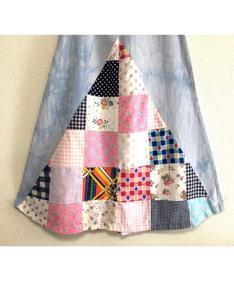 70's denim × patchwork skirt