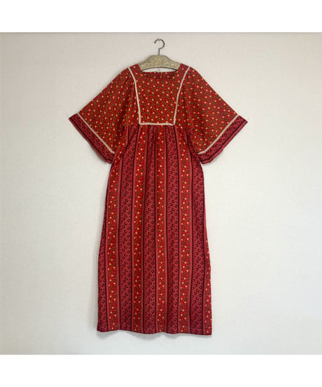 70's flower cotton one-piece