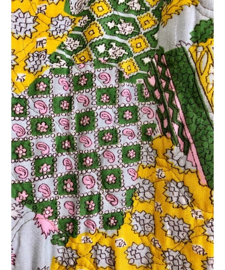 70s patchwork print quilted skirt