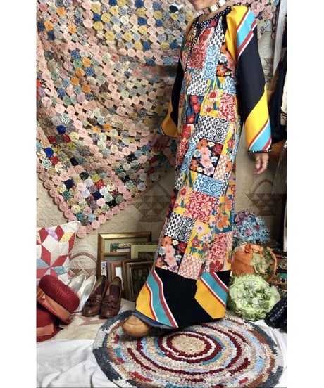 1960-70's patchwork print one-piece