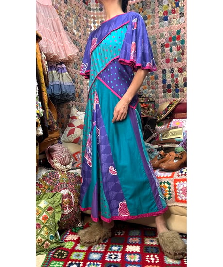 80s flare sleeve Jeanne marc dress