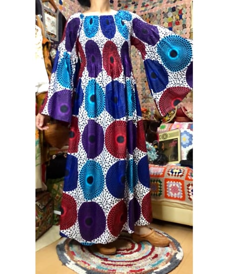 flare sleeve batik dress