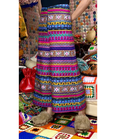 60-70s quilted wide leg pants