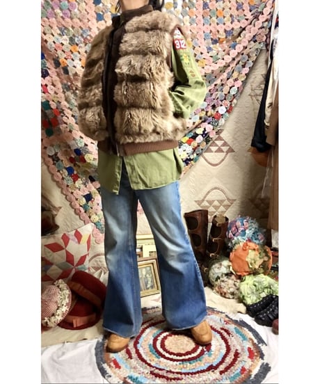 70-80's hansa branta by stearns faux fur down vest