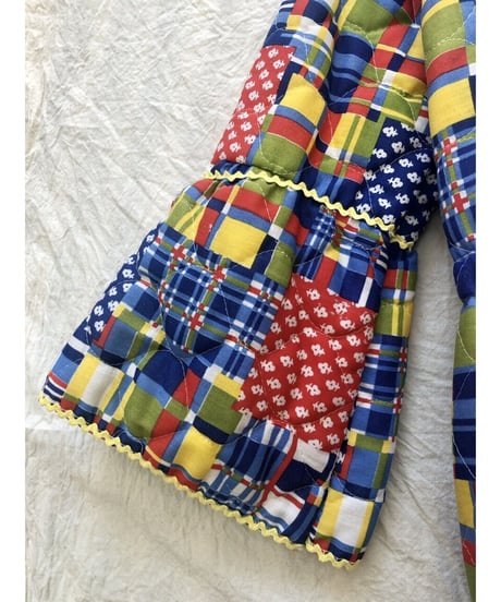 1960-70's patchwork print quilted one-piece
