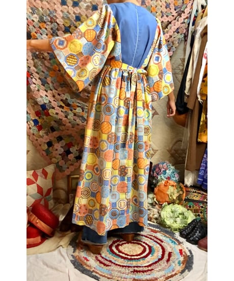 70's patchwork print one-piece ②