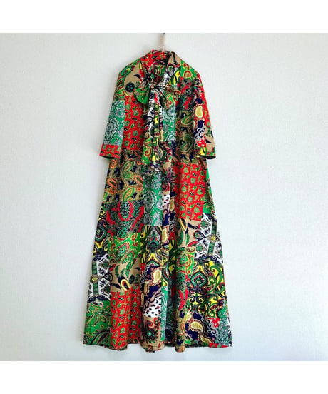 patchwork print paisley dress