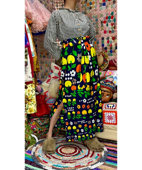 70s fruits & flower skirt
