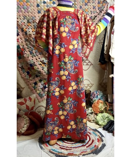 70's flower cotton dress