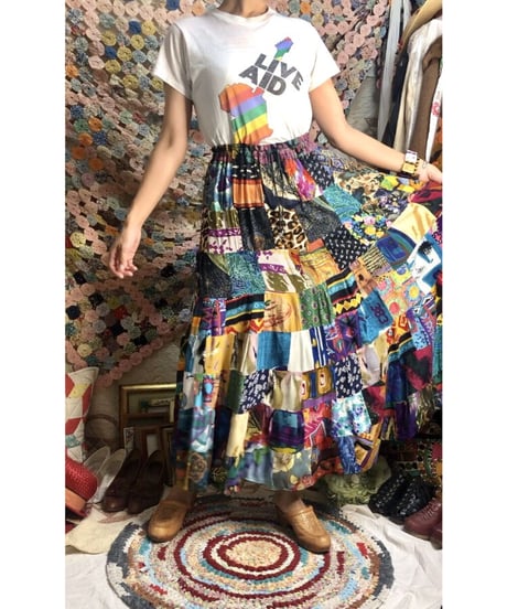 indian  rayon patchwork skirt