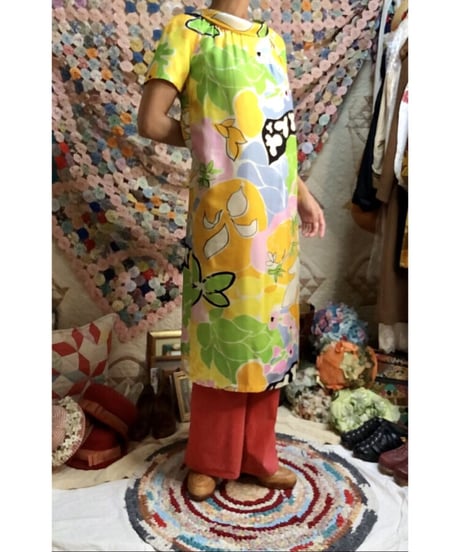 60's flower midi dress