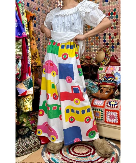 marimekko bo-boo super wide leg pants（70s fabric）A