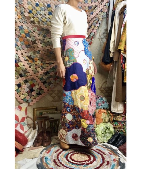 vintage patchwork quilt flower skirt