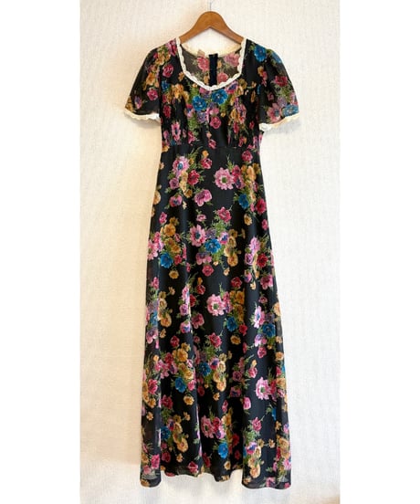 70s flower romantic dress