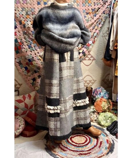 patchwork wool skirt