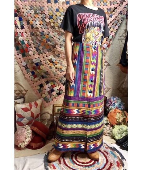 native pattern print maxi skirt