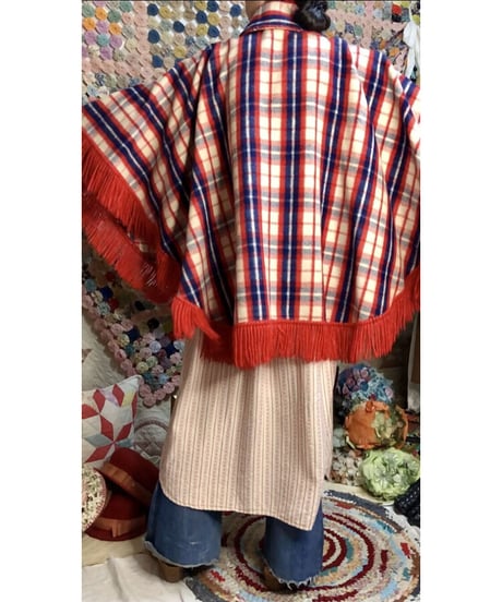 plaid fringe cape
