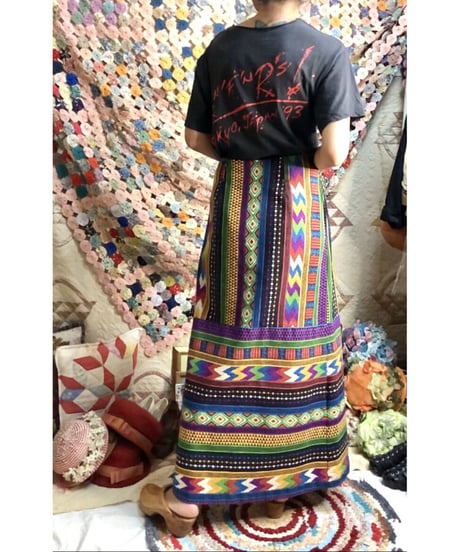 native pattern print maxi skirt