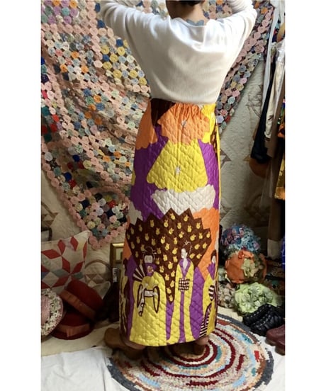 oriental print quilting skirt