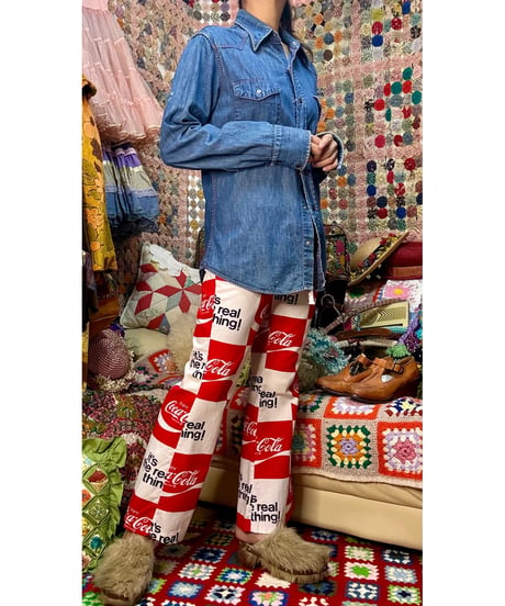 70s coca-cola print cotton pants