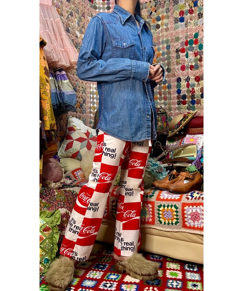 70s coca-cola print cotton pants | Quilt