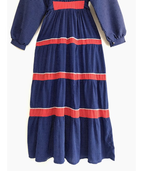70's polka dots tiered dress