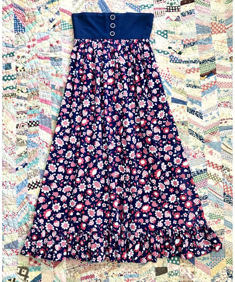 1960-70's pop flower print maxi skirt