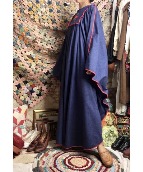 1960-70's hand embroidered kaftan one-piece