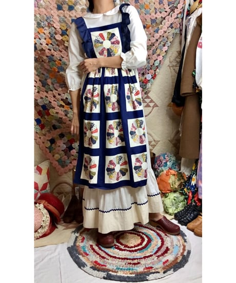 70s patchwork print apron dress