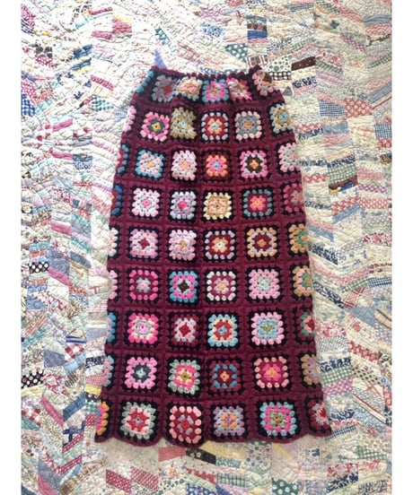 granny square skirt burgundy